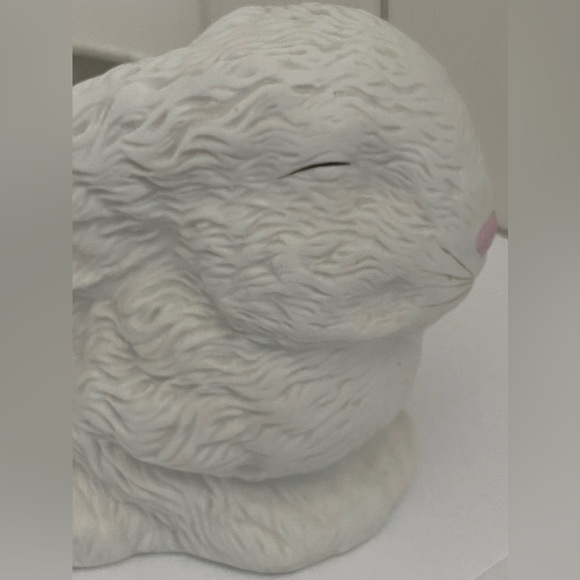 80s Easter BUNNY White Rabbit pink VASE planter FTDA Taiwan Vintage 1987 ceramic - Picture 9 of 12